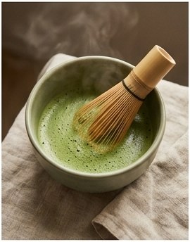 A slow tea ceremony — a warm drink poured into small cups with rising steam